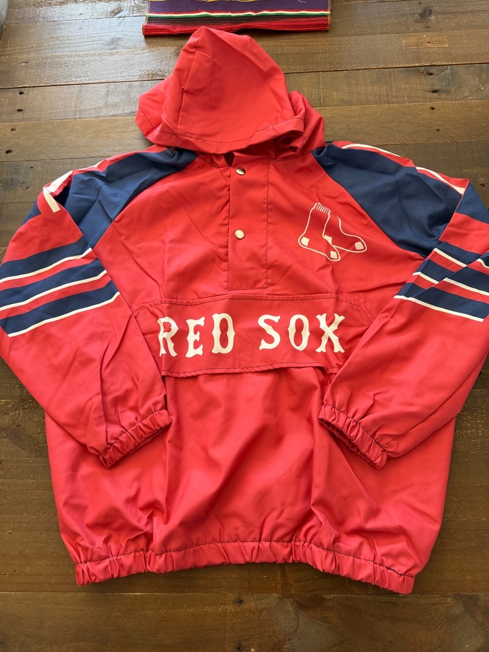 Red and Blue Boston Red Sox Pullover Hoodie Anorak Top